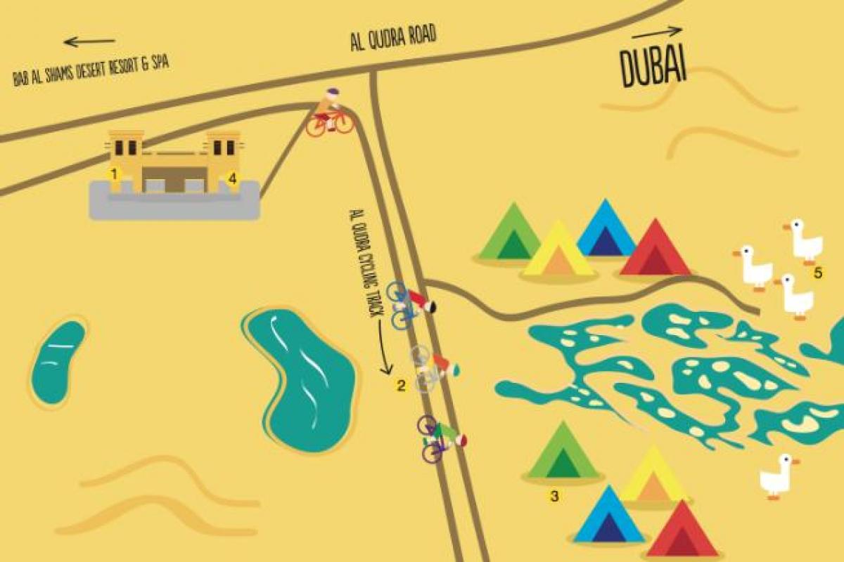 mapa d'Al Qudra Llac ruta