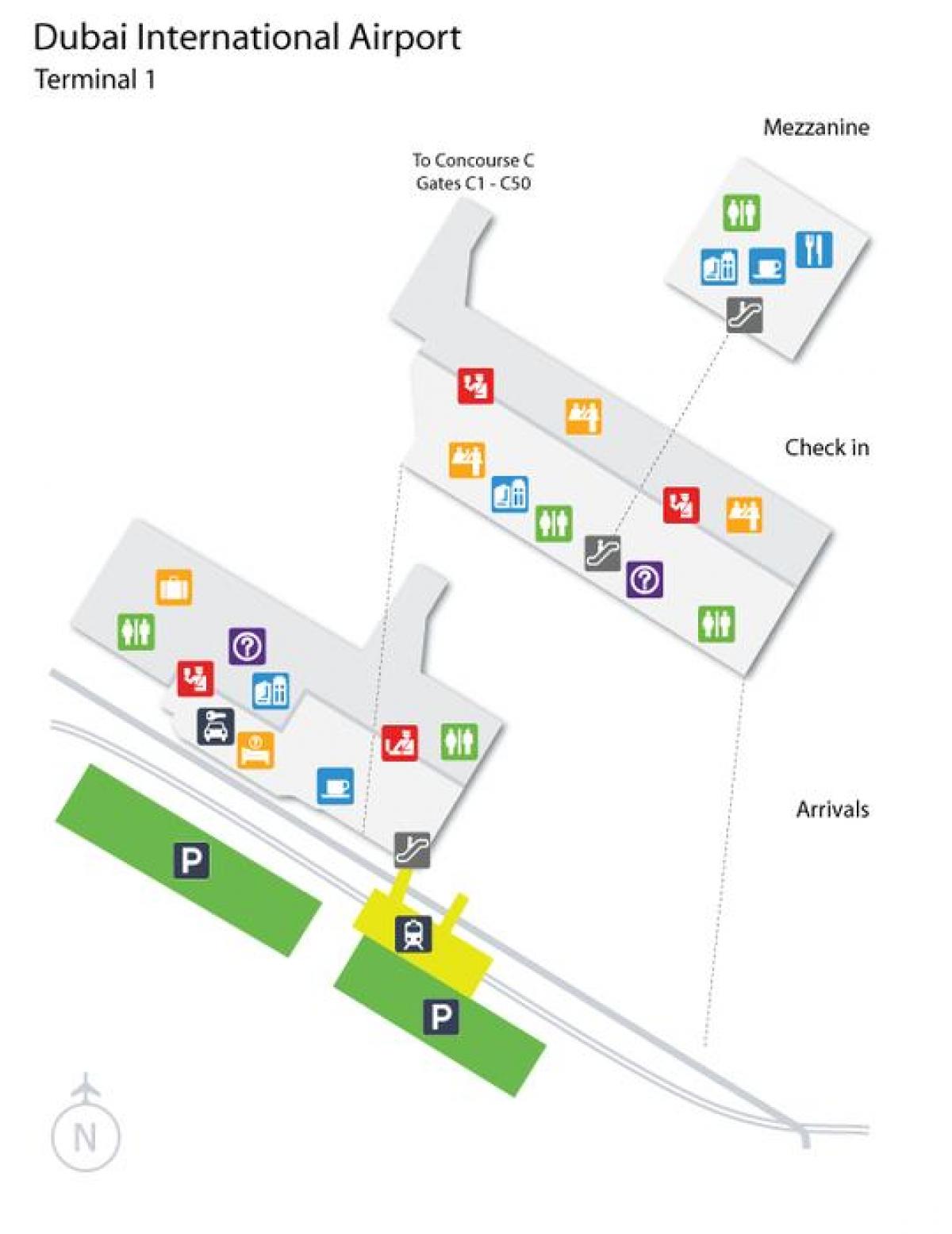 Dubai airport terminal 1 mapa de localització