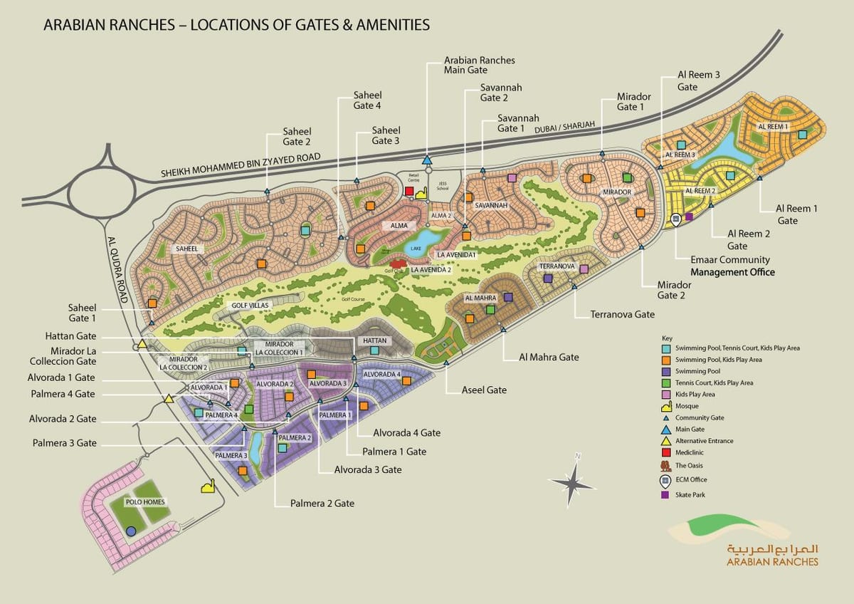 Àrab ranxos de Dubai mapa de localització