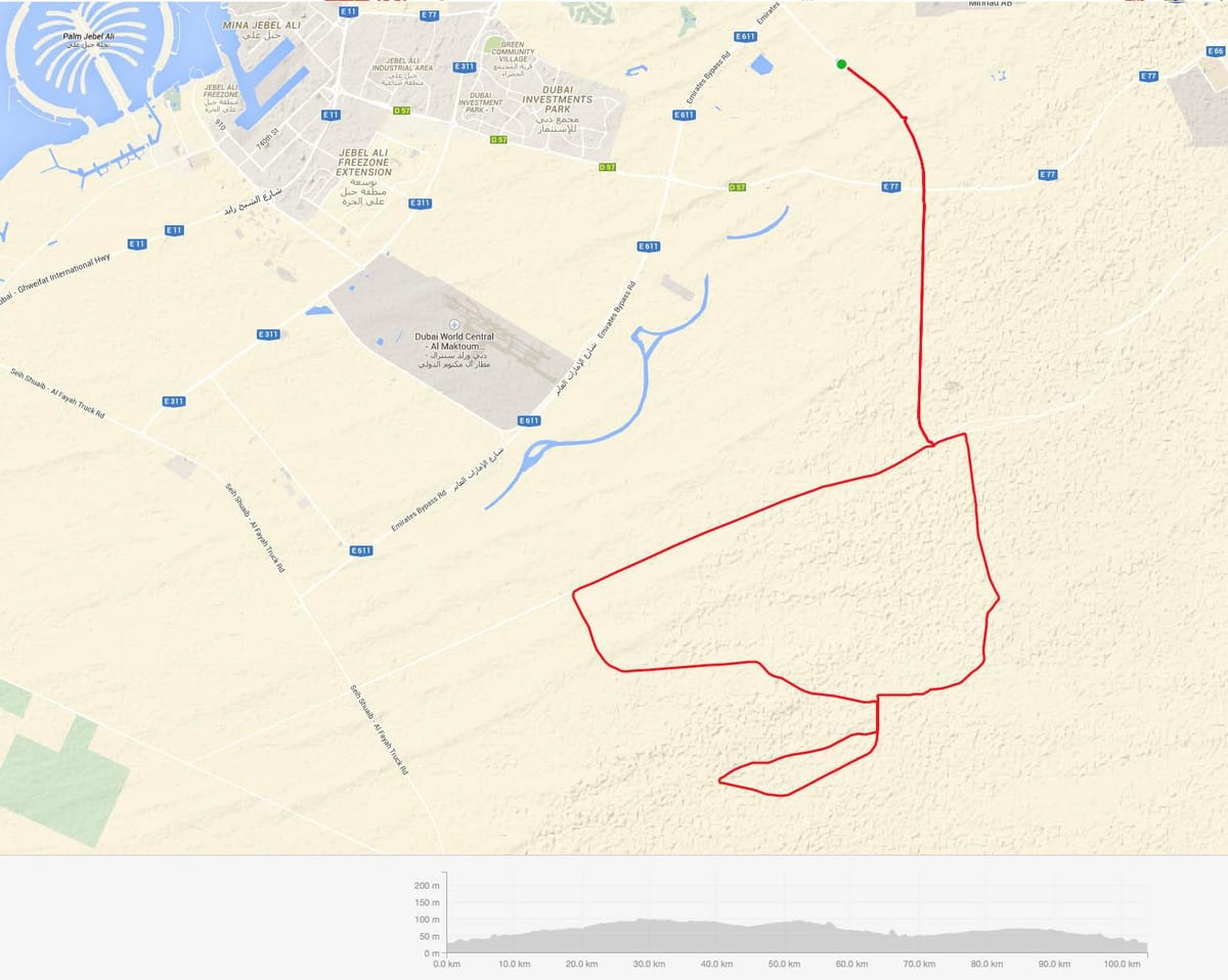 Al Qudra cicle camí mapa de localització