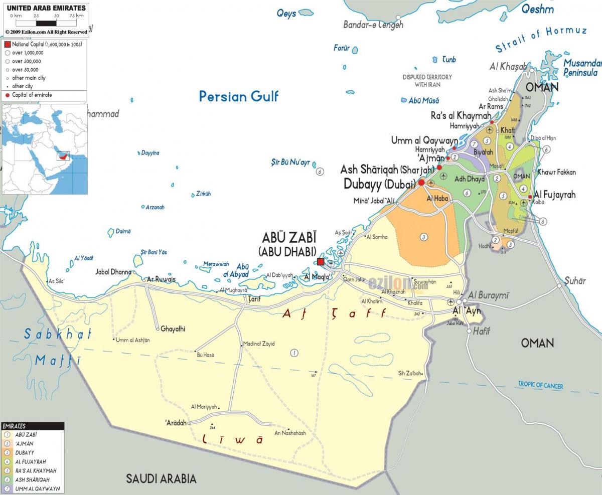 mapa de Dubai, Emirats àrabs units