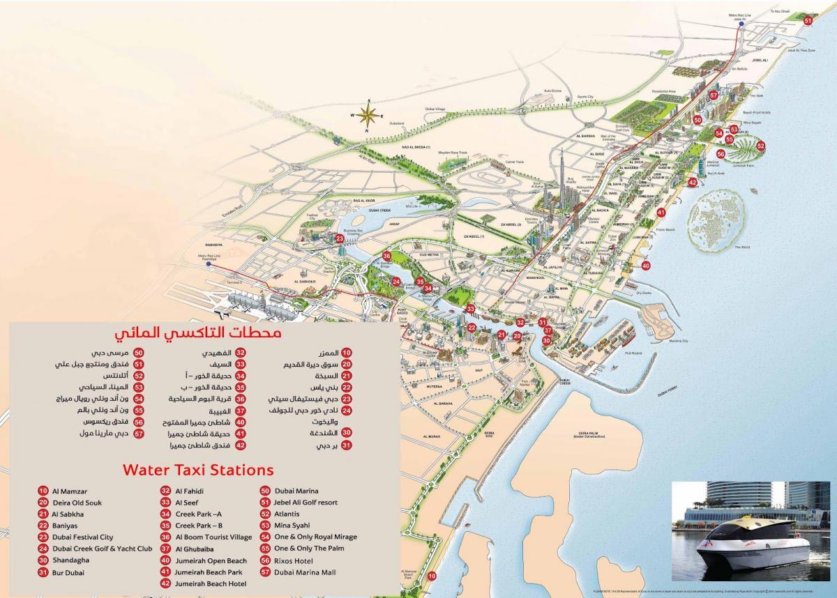 Dubai aigua taxi mapa de rutes