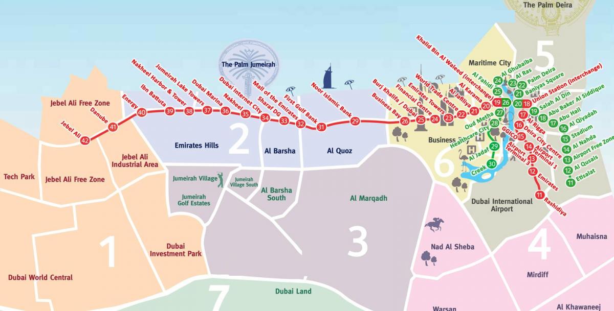 mapa de barris de Dubai