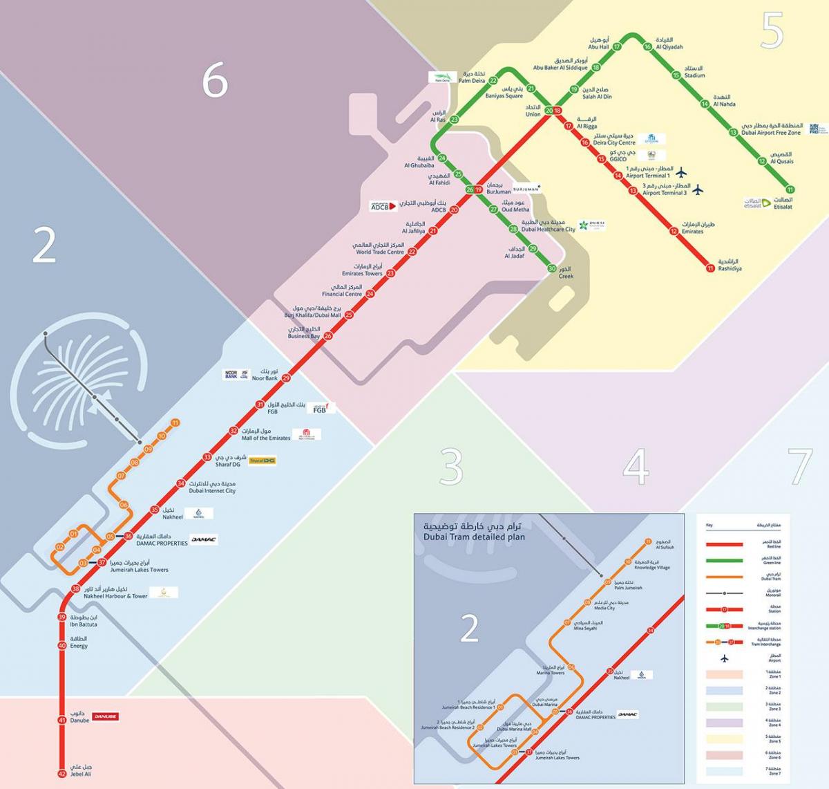 línia de metro de Dubai mapa