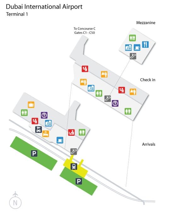 Dubai terminal 1 mapa