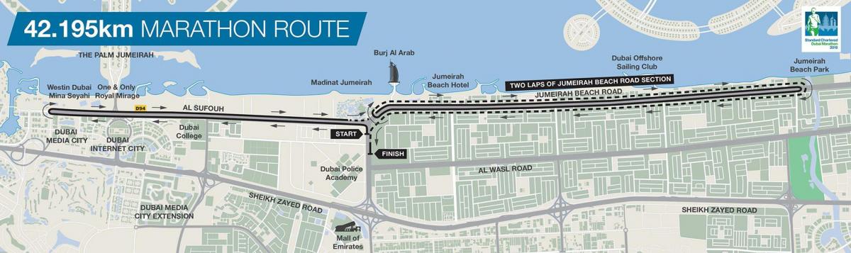 mapa de la marató de Dubai