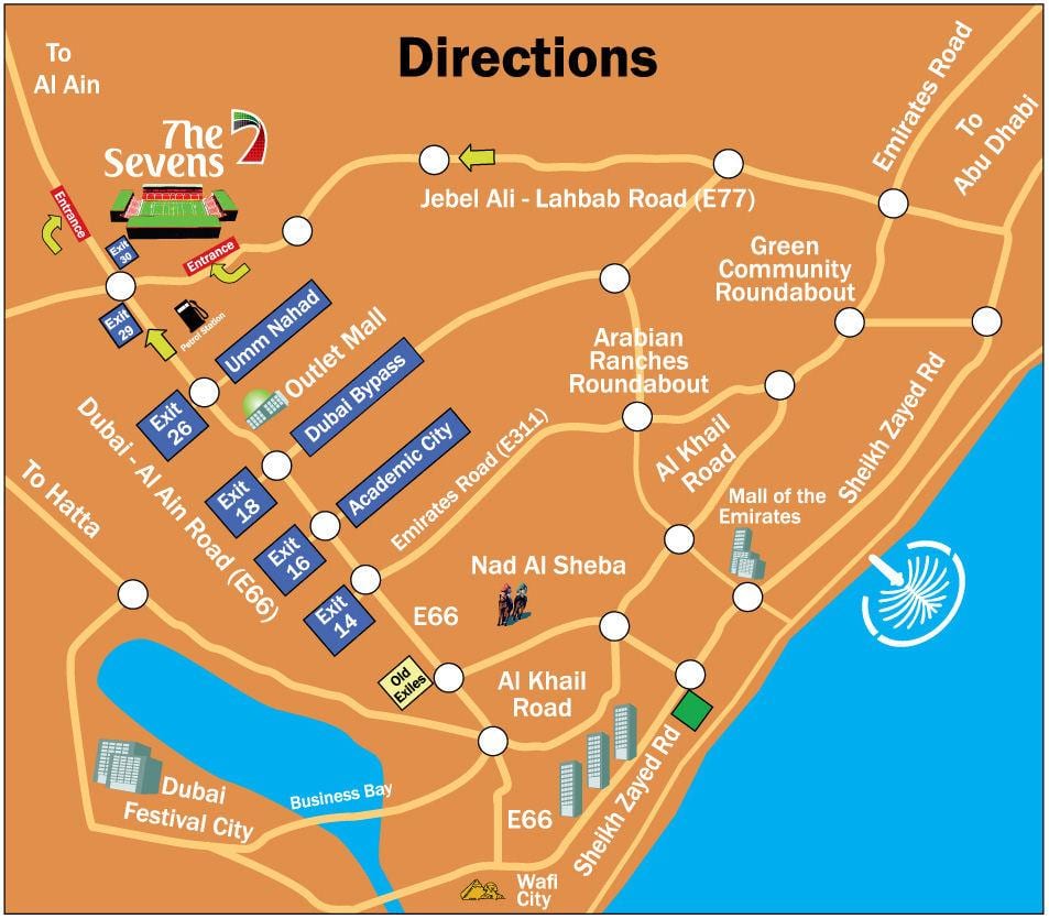 rugby Sevens Dubai mapa de localització